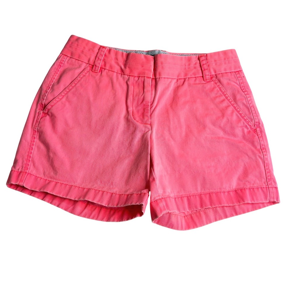 J.Crew Chino Shorts Womens 0 Neon Coral Pink Cotton Twill 68925 SP14